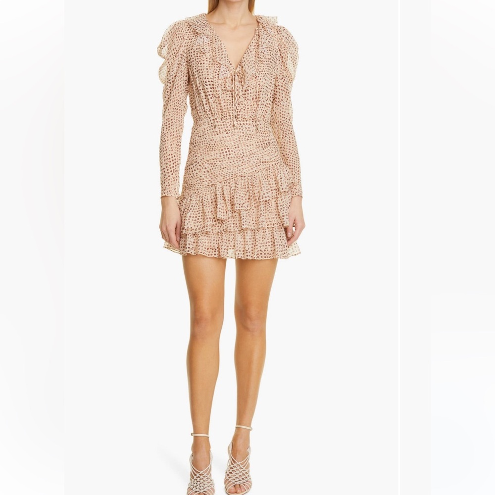 Ulla Johnson Metallic Long Sleeve Silk Blend Dress